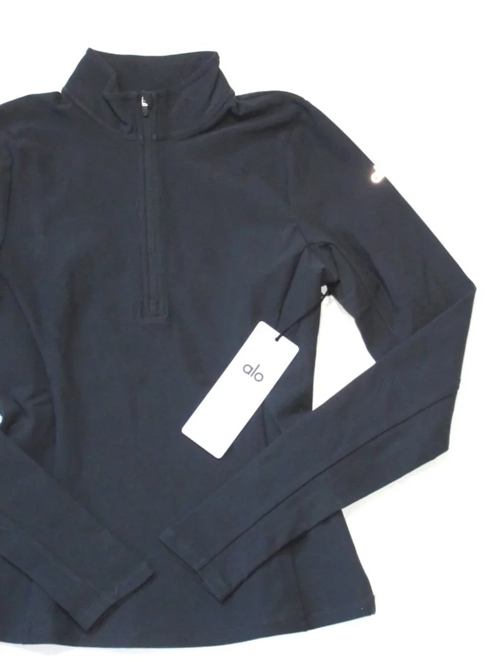 NWT Alo Alosoft 1/2 Zip Rapid Pullover in Anthracite Solid Stretch Fitted Top S